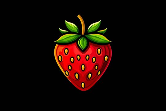 Fresh strawberry flat minimalist logo design.
