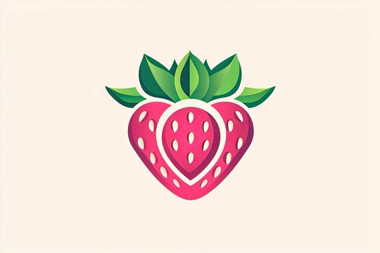 Fresh strawberry flat minimalist logo design.