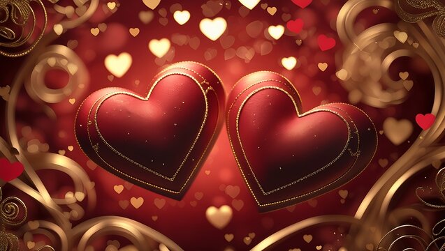 Hearts on Gold Banner Valentine's Day