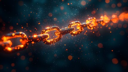 Poster - Surreal Glowing Chains Breaking Apart Symbolizing Justice Restoring Freedom