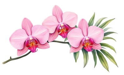 Poster - Delicate pink orchids on a branch