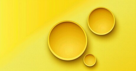 Poster - A bright, sunny yellow dynamic abstract background with a modern lemon orange hue. Featuring an elegant business banner, a trendy modern simple backdrop, and a creative circles overlay in a 3D flyer