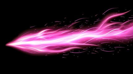 Fototapete - A realistic modern illustration showing neon luminance with purple streaks on a fast-moving background, blurred and illuminated by high-speed lights