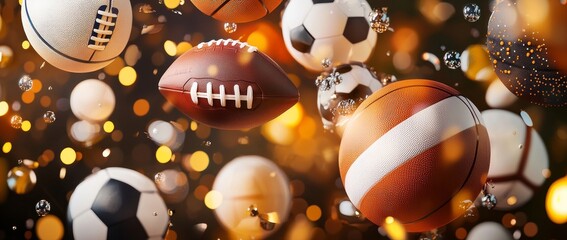 Fototapete - Sports equipment against a moving background, with motion blur and a futuristic look, characterized by high contrast and digital artistry