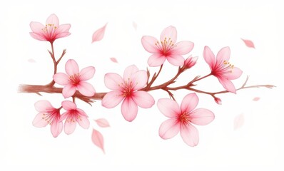 Wall Mural - Delicate pink cherry blossoms branch