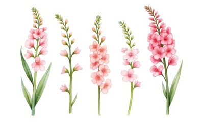 Wall Mural - Delicate pink flowers in various stages