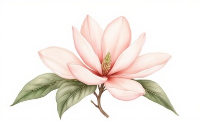 Wall Mural - Elegant pink magnolia blossom in bloom