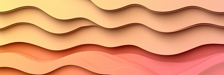 Poster - Seamless Pastel 3D Geometric Waves, Flowing Monochromatic Design, Minimalist Gradient Background