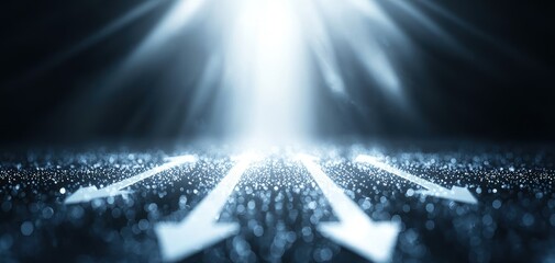 Poster - A bright light shines down on a surface adorned with arrows, creating a captivating sense of direction and movement.