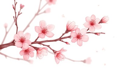 Wall Mural - Delicate pink cherry blossom branch