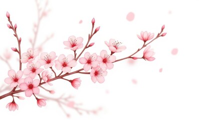 Canvas Print - Delicate pink cherry blossoms in bloom.