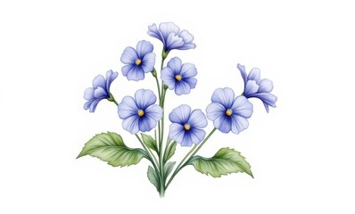 Wall Mural - Delicate blue flowers on a white background