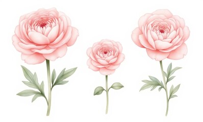 Wall Mural - Delicate pink ranunculus flowers in bloom