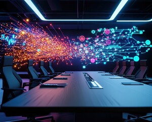 Aufkleber - A futuristic boardroom with interactive demographic heatmaps.