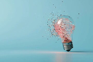 Poster - a light bulb composed of binary code, representing the strength and promise of digital innovation. t