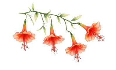 Wall Mural - Elegant orange flowers on a branch