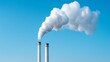 © nilawan - Environmental awareness through urban power plant emissions photography in clear skies