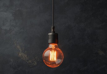 Poster - a flickering light bulb with a visible filament in a bokeh-themed setting