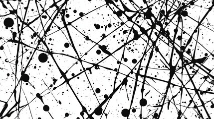 Poster - Abstract ink with splattered black and white shapes arranged dynamically, bathed in soft natural light