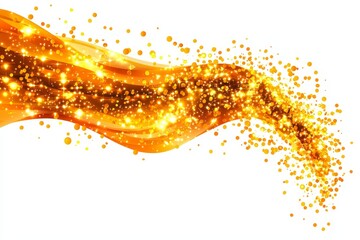 Poster - Magical gold sparkle with a special glittering light effect for cards, featuring abstract yellow stars dust trail sparkling particles on PNG
