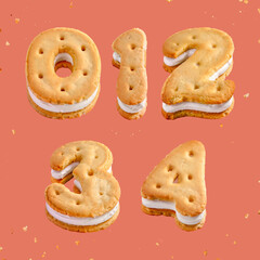 Poster - Crispy tasty font with letters shaped like sandwich cookies.