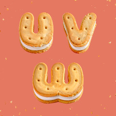 Poster - Crispy tasty font with letters shaped like sandwich cookies.