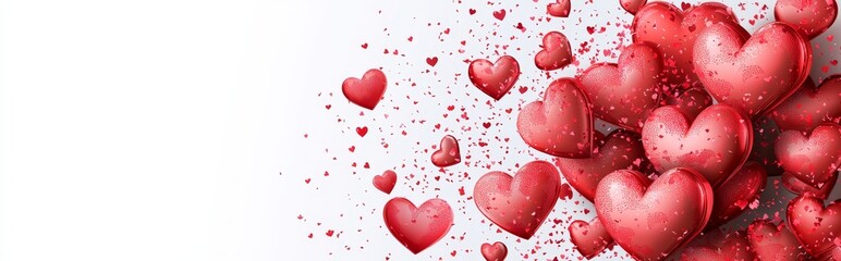 a valentine's day background featuring red heart-shaped petals against a transparent backdrop. suita