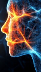 Poster - Futuristic Neurology Concept, Neural Network, Human Brain, Artificial Intelligence, 3D Illustration