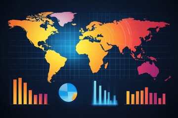 Poster - Global market concept with world map.