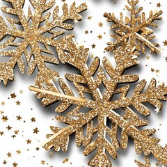 Poster - Golden snowflake with glitter. Suitable for decoration, background, wallpaper, and illustration purposes
