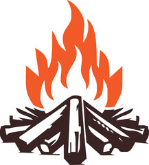 burning bon fire, vector material isolated. , wood and fire
