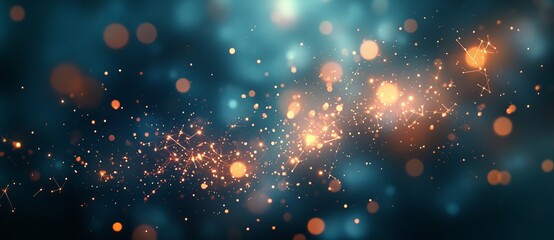 Poster - a blue abstract background with a network grid and connected particles, representing sci-fi digital 