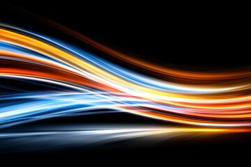 Poster - Fast-moving neon creates an abstract speed light trails effect path against a futuristic technology background, enhancing future virtual reality experiences through motion effects and a bright neon