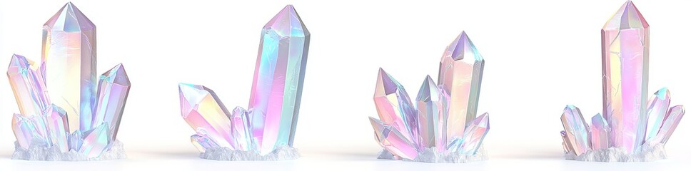 Poster - Transparent and reflective 3D glass cubes with a futuristic design. An iridescent square block in vibrant colors. Contemporary prismatic square shapes displayed from multiple perspectives. A