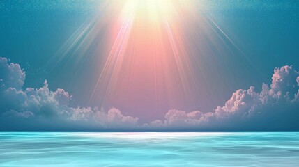 Poster - A sleek, light blue background is used for presenting the product, with light from a window illuminating both the floor and wall