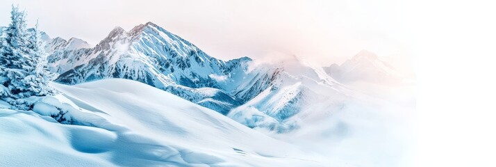 Wall Mural - Winter's frozen touch on isolated hills