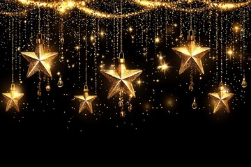 Poster - Shimmering gold dust with glittering wave patterns is set against a black background