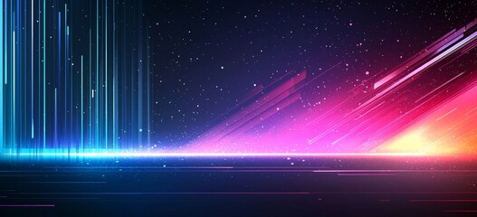 Poster - Ideal for poster headers or cover designs, this design combines a glowing light blue ray with an abstract dark grainy background