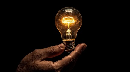 Poster - A businessman holds a light bulb with a growth graph and banking icons, symbolizing financial innovation technology. This technology creates new products and services, driving success and profit in