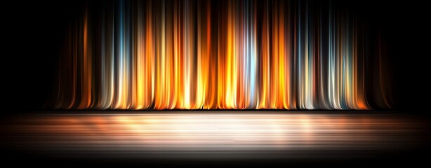 Poster - Background of golden light rays with a golden light award stage adorned with rays and sparks