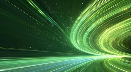 Poster - The image shows a fast burst of green light with dynamic streaks, representing motion and energy
