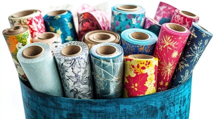 Vibrant decorative rolls craft room photography indoor close-up artistry and creativity in design