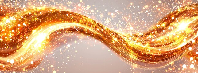 Poster - Golden dust gleams and golden stars shine with an extraordinary light. Glittering magical dust particles. Abstract lines that convey motion and speed, with dust sparkling in flight. Shining golden