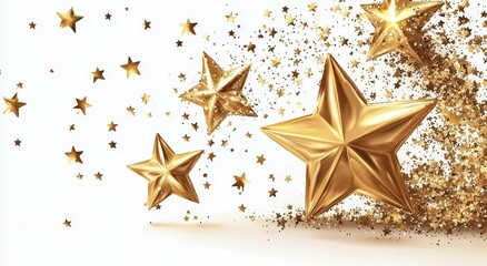 Wall Mural - gold sparkle twinkle splatter glitter border frame adorned with random luxury sparkling confetti and