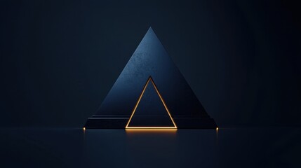 Poster - geometric abstract triangle with glowing edges in dark background