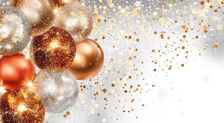 Wall Mural - a banner design featuring a gold confetti backdrop with golden glitter particles, complemented by a 