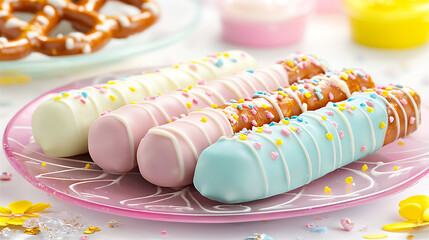 Poster -  pastel white chocolate covered pretzel rods