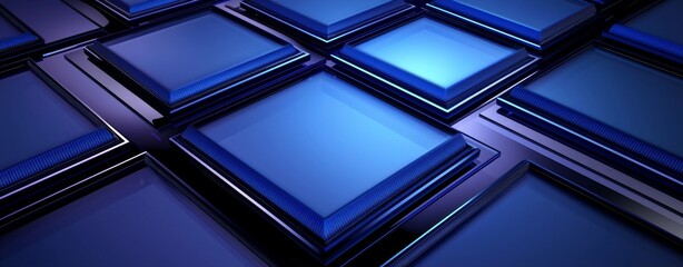 Poster - An illustration of a blue geometric abstract technology background, representing a blue technology light concept.