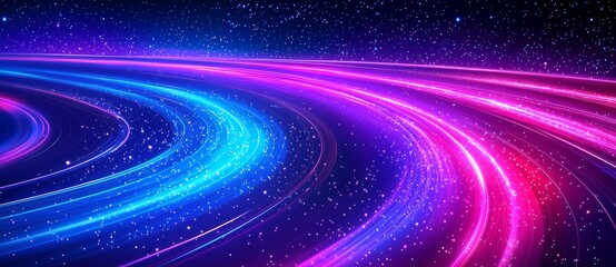 Poster - An artistic representation of a nighttime cityscape with technological elements, featuring light trails and a 3D wireframe hill.
