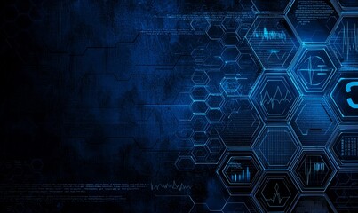 Poster - A healthcare and technology-themed template with flat icons and symbols, designed for use in the medical research, pharmaceutical industry, innovative medicine, and science sectors.